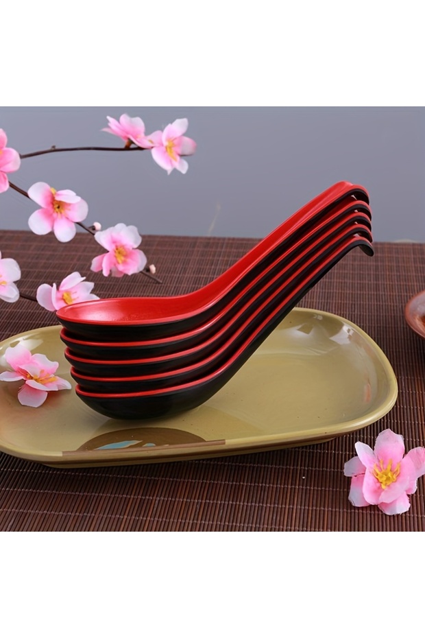 5pcs 5pcs Soup Spoons Japanese Style Rice Spoons Melamine Spoon Sauces Soup Spoon Porridge Spoon Ram