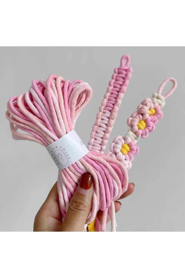 5.5Yards-5Meters 02Peach High Quality 3mm Macrame Braided cord 100% Pure cotton Pastel Macrame Cord