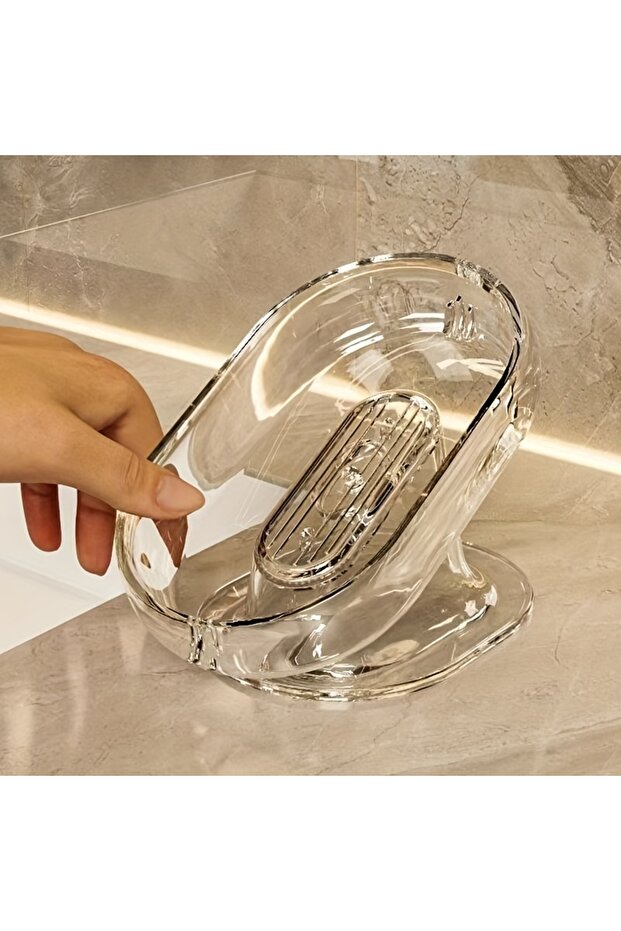 white Fashionable and Lightweight Soap Dish - Durable Plastic, Oval in Shape, Suitable for Bedroom D