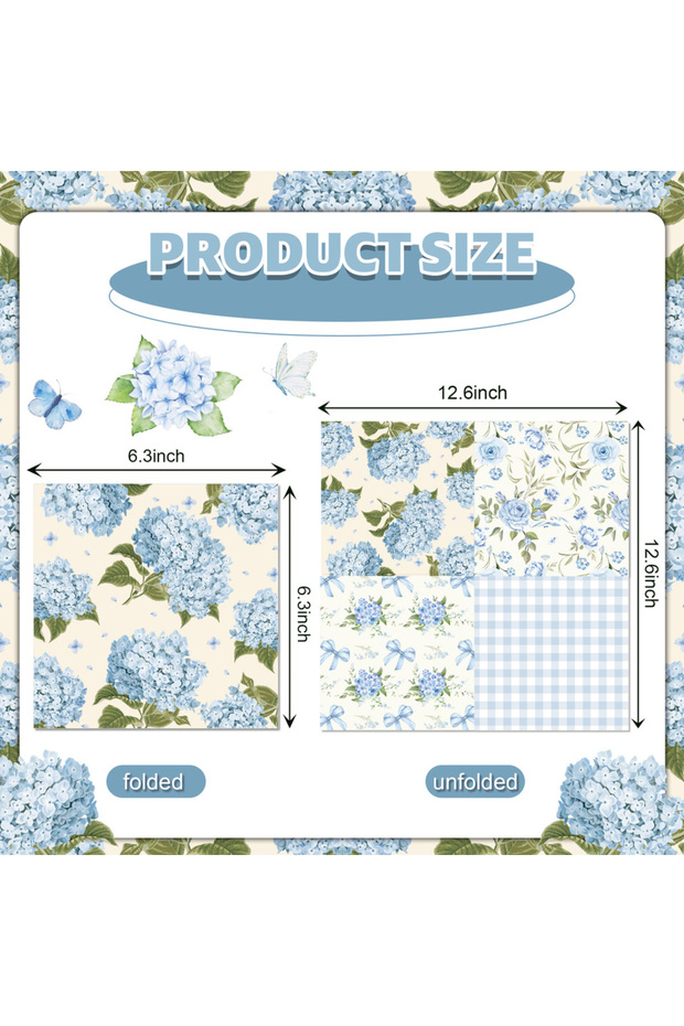 20pcs Napkins-ZJ098 20/40/60pcs Hydrangea Macrophylla Flowers Guest Napkins Dinner Wedding Decoratio