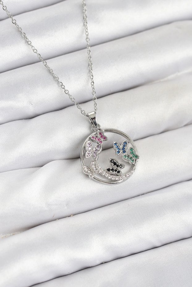 316L Steel Chain Silver Rk Zircon Stone Women's Necklace