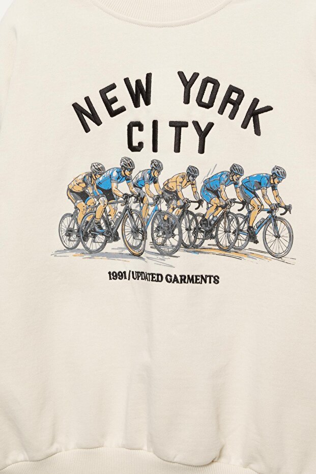 Bisikletçi grafik baskılı sweatshirt - 5