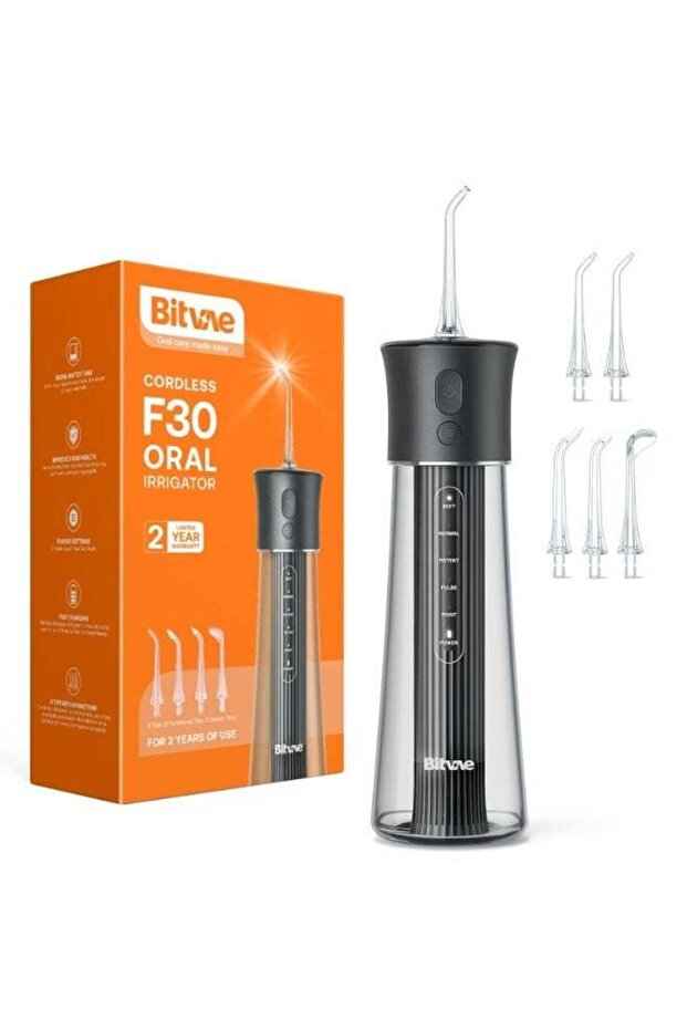 F30 Cordless Dental Water Flosser, Deep Cleaning for Braces (Black)