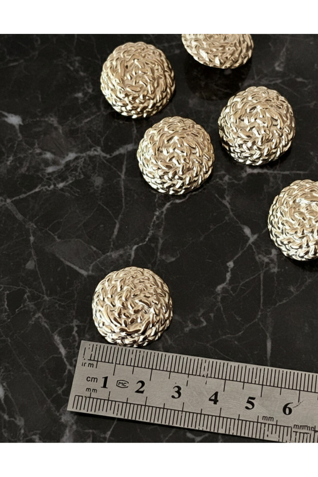 Knitted Toggle Detail Metal Gold Coat Size Button 6 Pieces