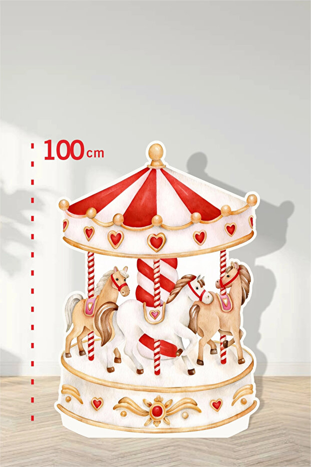 3 Horses Red Carousel Concept |   Designed Door |   Room |   Decor 100 cm Standing Board