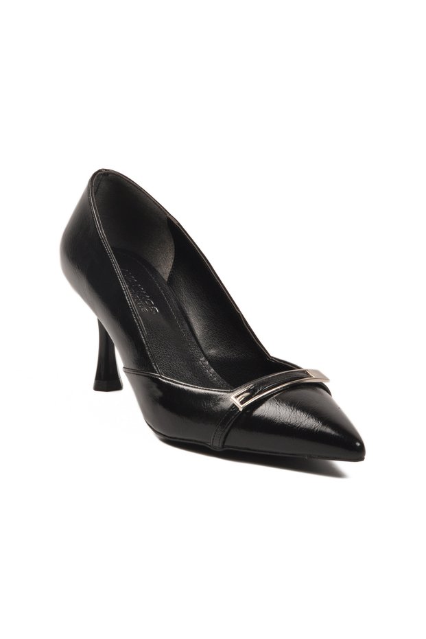 575040 Z Black Wrinkled Women's Heeled Shoes Classic Shoes