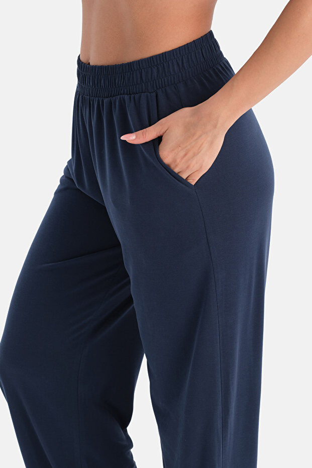 Lacivert Cepli Basic Modal Pantolon - 6