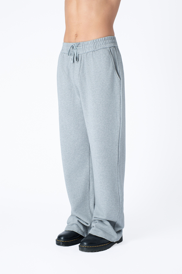 Basic gray cotton trousers - 1