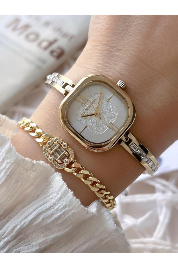 U.S. Polo Assn. Thin Baguette Stone Special Design Steel Cord 2 Years Warranty Women Wristwatch U02149.3