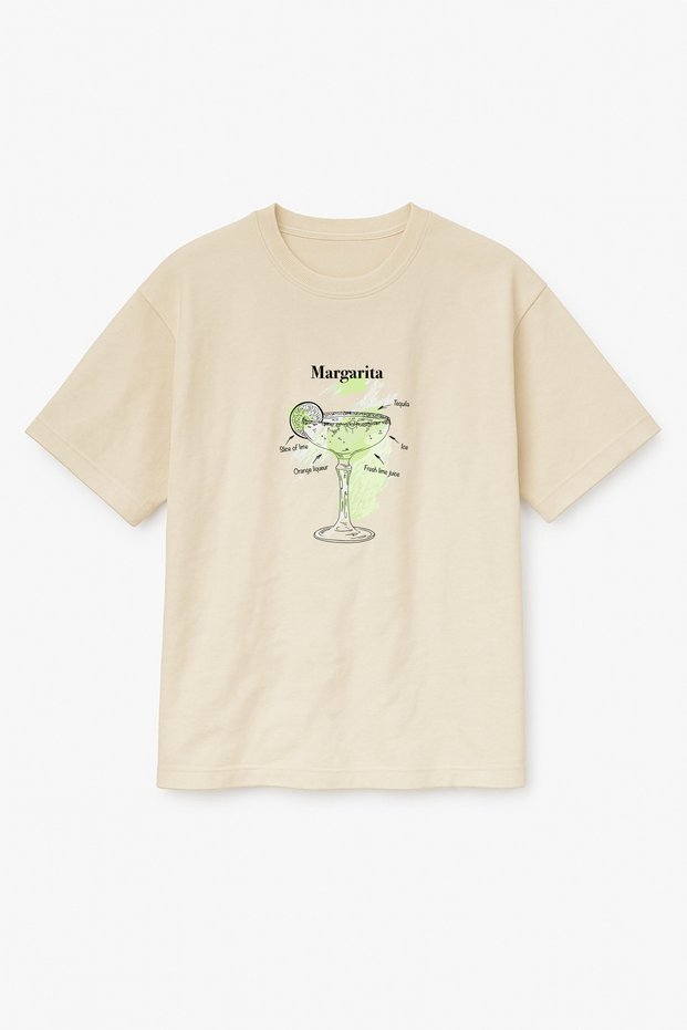 Oversized Unisex Margarita Cocktail Printed T-Shirt Tee Shirt