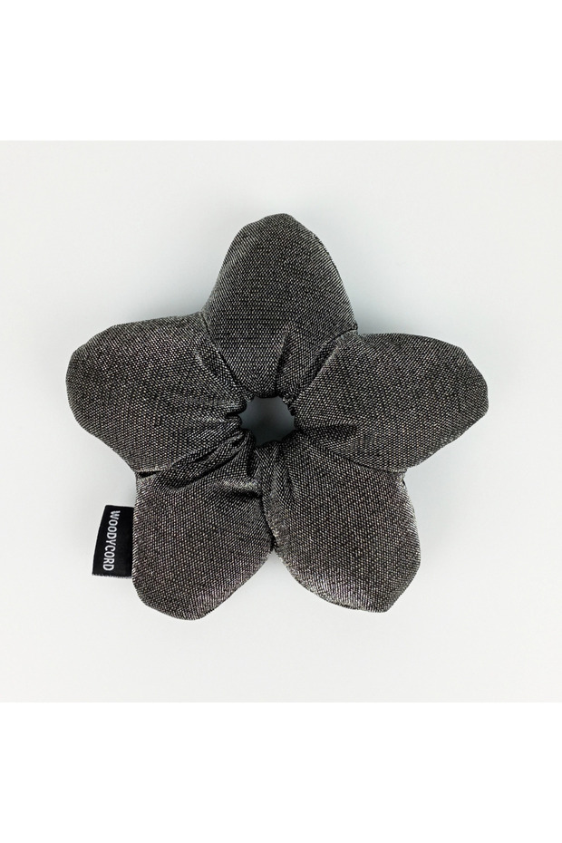 Handmade Fiber Filled Scrunchie Bun Clip Silver Sparkling Armor Series