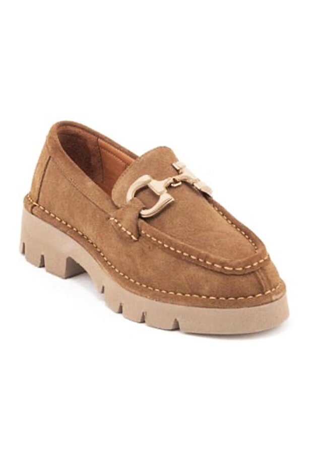 25390510K Women's Genuine Suede Leather Thick Sole Loafer Shoes