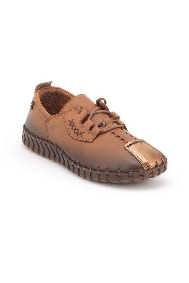 2010724Y Women's Genuine Leather Hand-Stitched Non-Slip Sole Daily Comfort Shoes