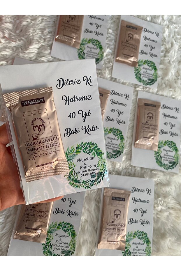 Promise, Engagement, Wedding, Circumcision, Henna, Mevlüt, Nikah (Wedding Ceremony) Candy Gift Souvenir Coffee Card 10 Pieces