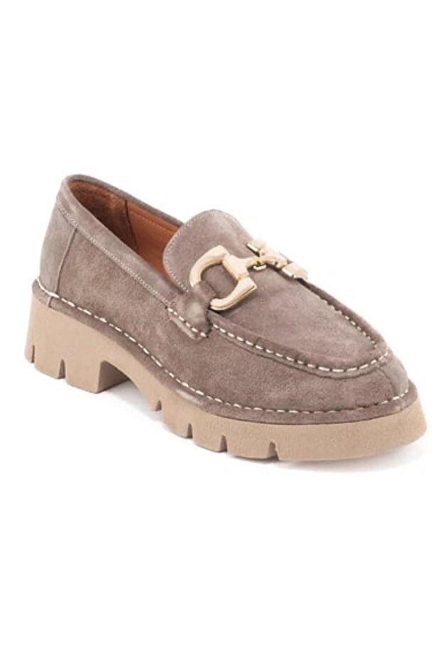 25390510K Women's Genuine Suede Leather Thick Sole Loafer Shoes