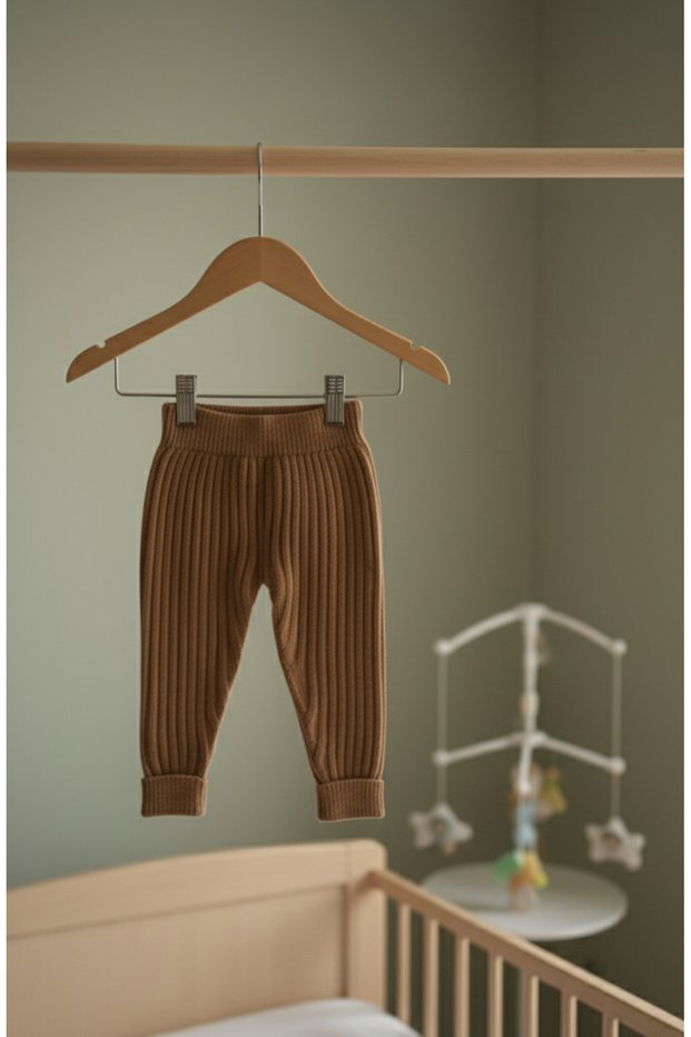 Flexible, Soft, Elastic Waist, Leg Detail, Thick Knitwear Unisex Baby Tights (0-3 Years)