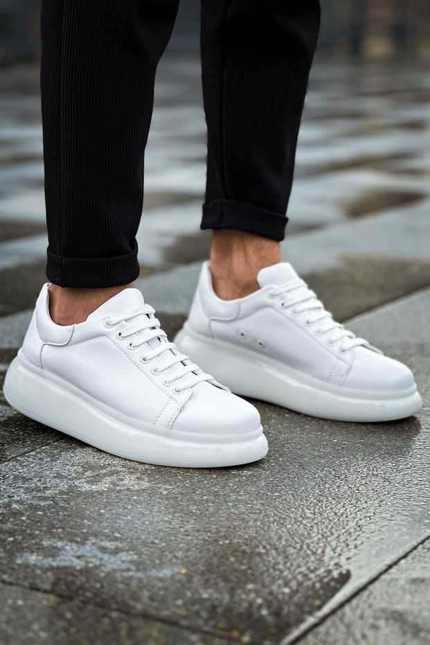 Yg295 Sollıevo Men's Casual Lace-Up Leather Sports Sneaker Shoes Cbt - White