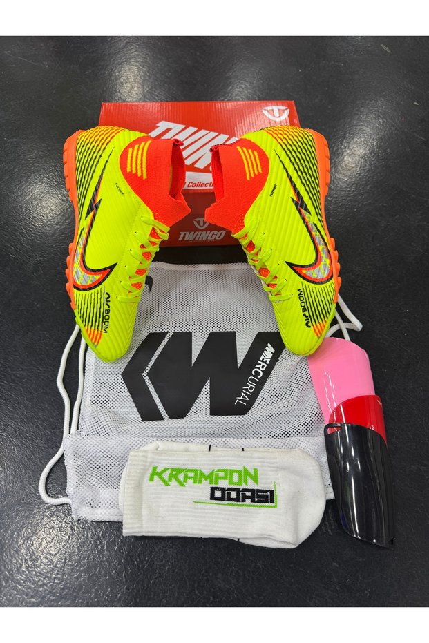 Pro Astroturf Football Cleats 3-Piece Set Bag+Socks+Shin Guards