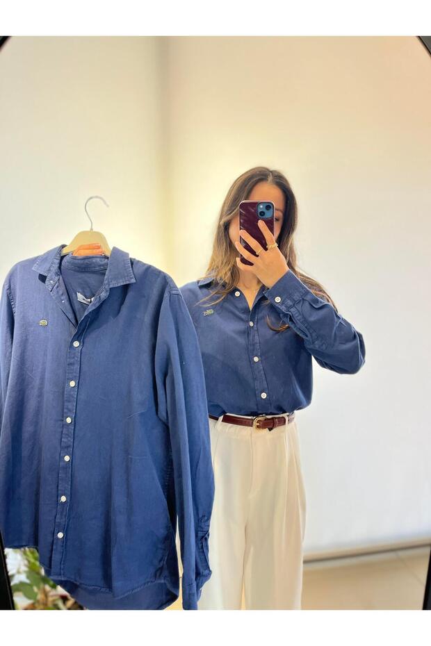 KOYU MAVİ LOGOLU BASIC GÖMLEK - 5