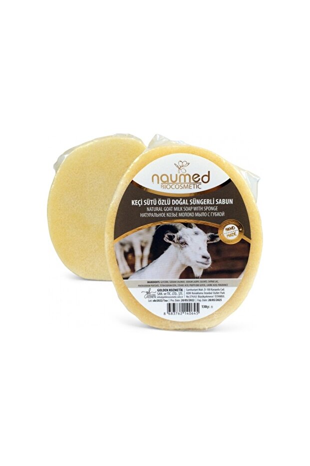 Naumed Biocosmetic Goat Milk Extract Natural Sponge Soap 130 Gr.