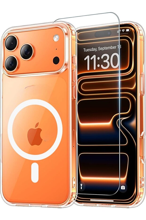 جراب لهاتف آيفون 17 برو ماكس مع واقي شاشة شفاف - 1