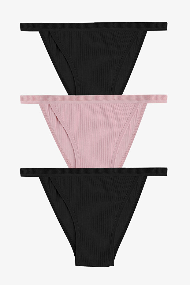 Women's Corded Fabric Cotton Elastic 3-Piece Panties