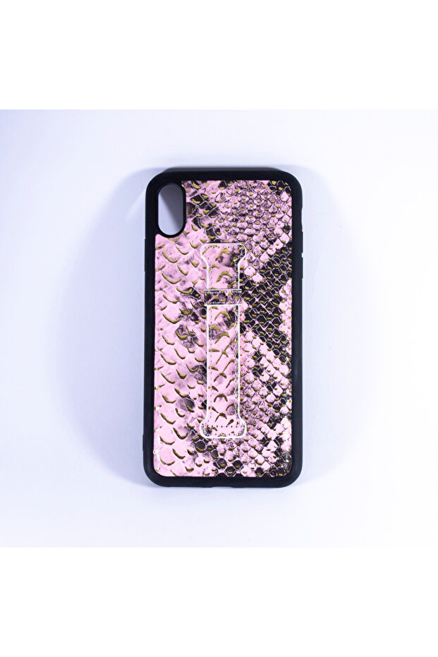 ISAFE SIGNATURE SNAKE LEATHER RING BACK CASE IPHONE XS MAX PINK