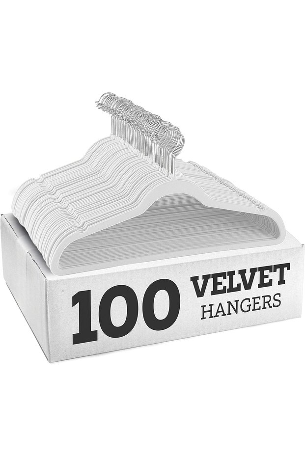 Non-Slip Velvet Hangers with 360° Swivel Hook for Coats, Jackets, Shirts, Dresses & Pants
