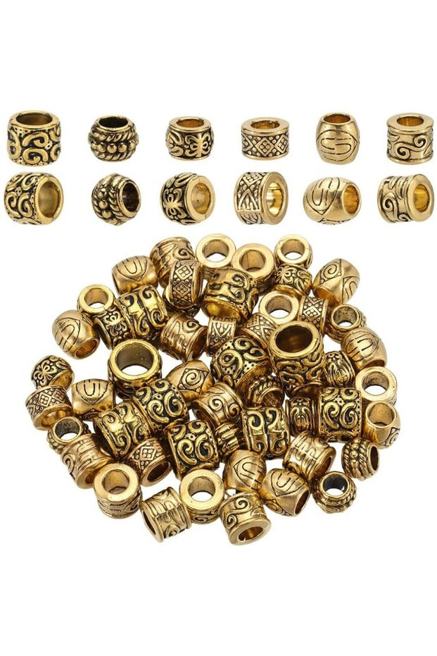 AECH07-05363 60pcs Large Hole Alloy Spacer Beads European Rondelle Barrel Tube Spacers Loose Antique