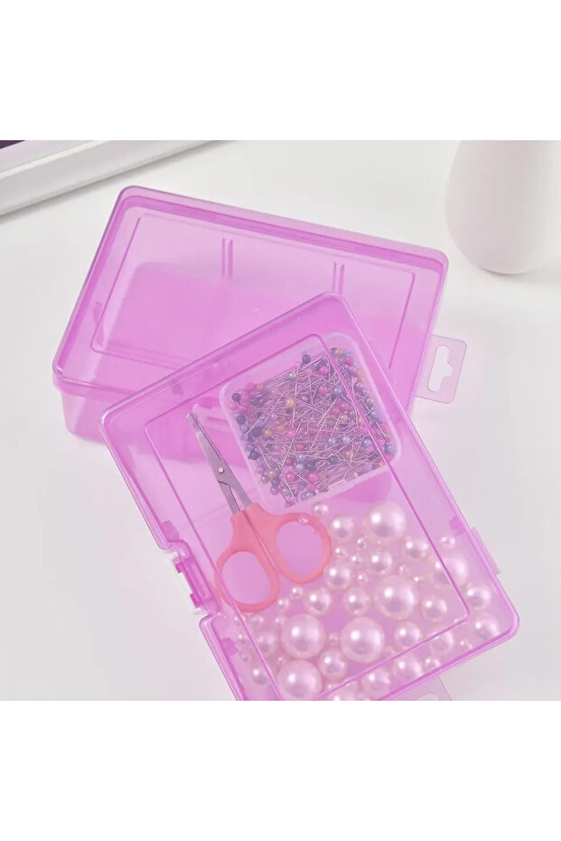 Pink Transparent Plastic Storage Boxes For Jewelry Hardware Accessories Small Items DIY Crafts Cosme