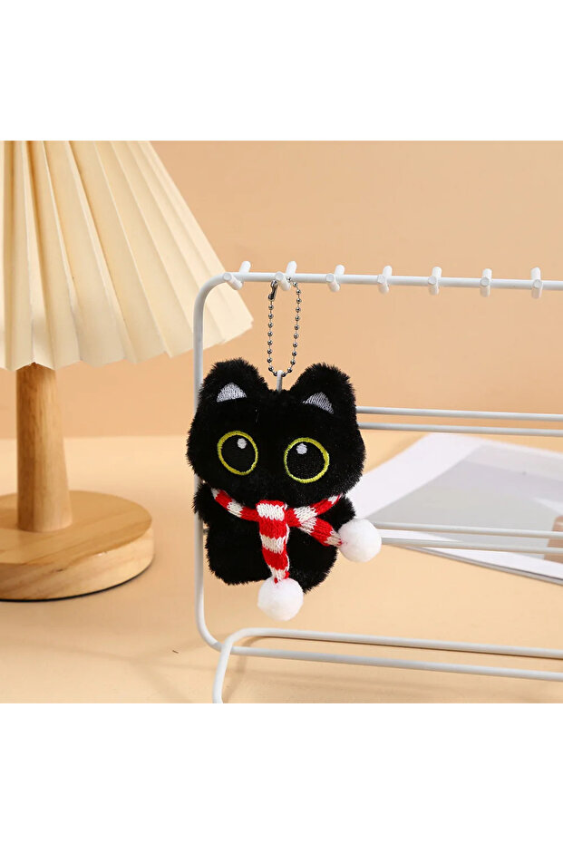 Style B Plush Keychain Cute Black Cat Doll Cartoon Pendant Charm For Women Couples Gift Bag Car Acce