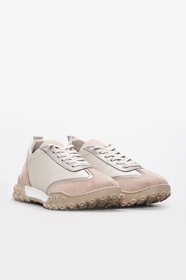 Beige Inside and Outside Genuine Leather Lace-Up Thermo Sole Women's Sports Shoes Tg0916926124445