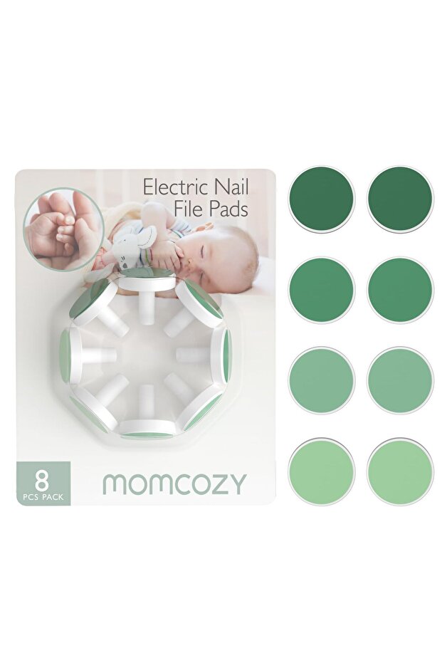 - Baby Replacement Electric Nail File Pads - Green - 8 Pcs