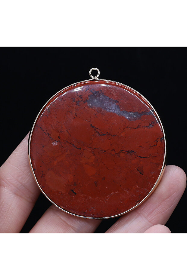Redstone 1pc 50mm Round Crystal Gemstone Pendant Natural Stone Rose Quartz Charms for Jewelry Making