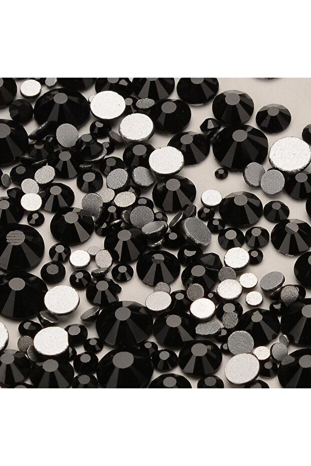 Black Black Mix Size Flatbase Glass Rhinestones SS3-SS20 Glue On Boutique Glitter Crystal For Nail A
