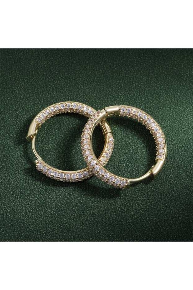 Gold Color ZAKOL Luxury Shiny Micropaved Zirconia Hoop Earrings for Women Exquisite Wedding Party Je