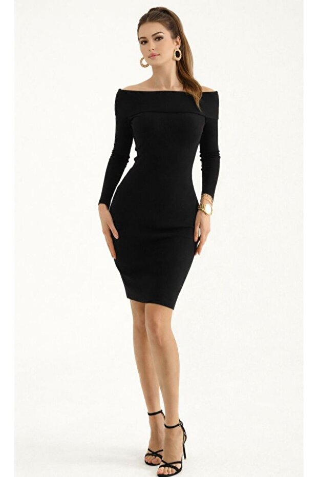 Modaalfa Stylish Design Mini Madonna Collar Dress