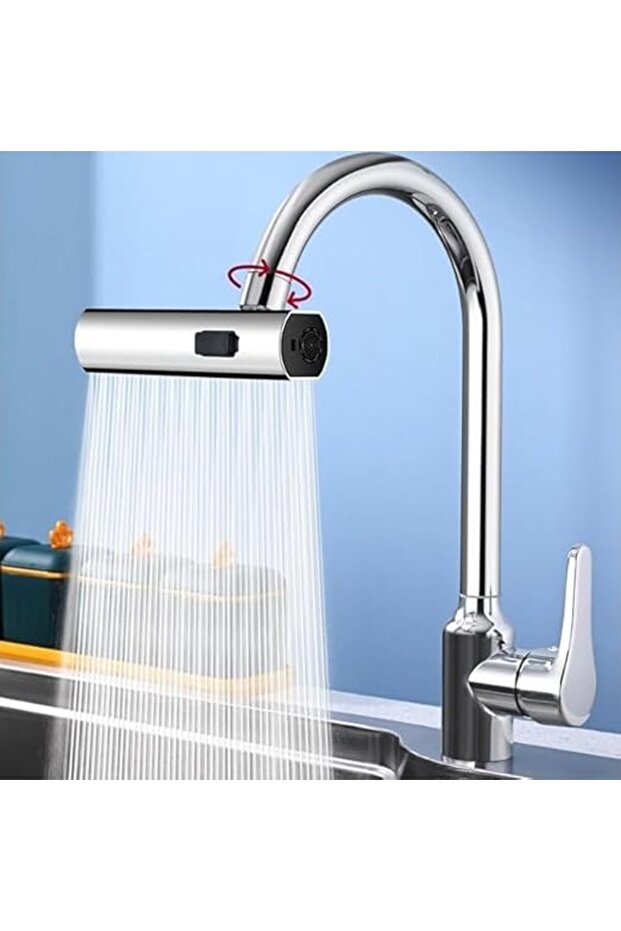 3 Modes Multi-functional Swivel Faucet Extender,Waterfall Sink Faucet Aerator Sprayer Adapter,Silver