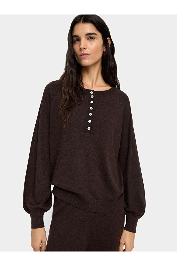 Düğmeli Örme Kazak - 1