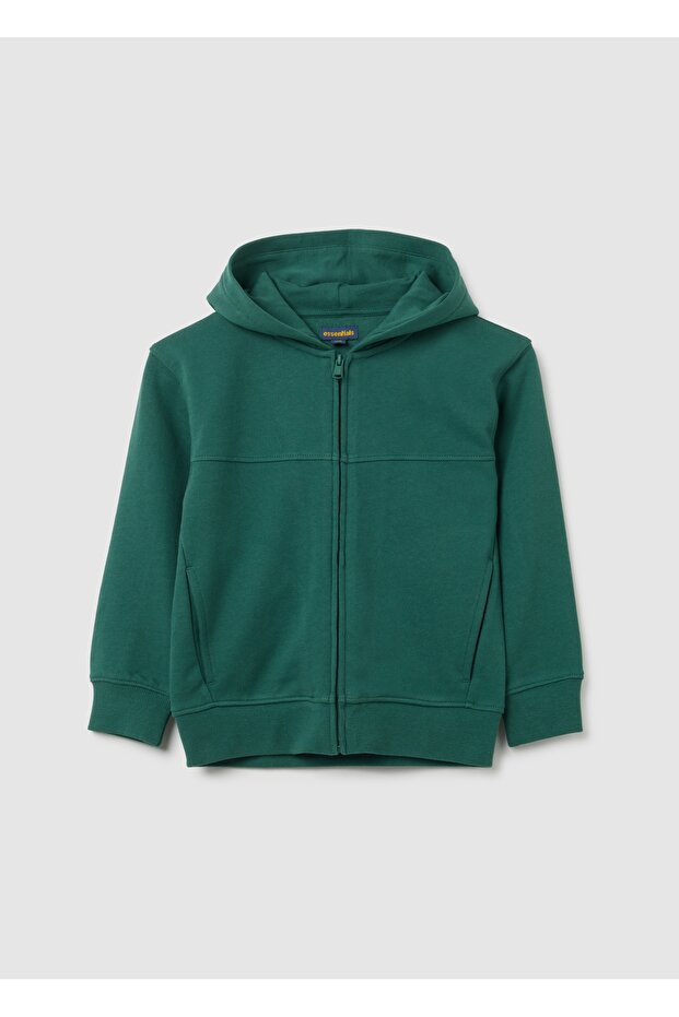 Children'S Sweatshirt In Pure Green Cotton Regular Fit