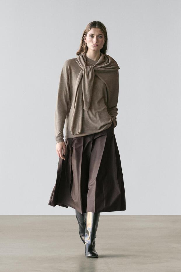 Oversize yün karışımlı triko kazak - 1