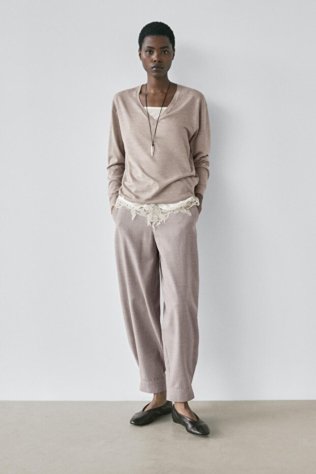 V yaka oversize triko kazak - 4