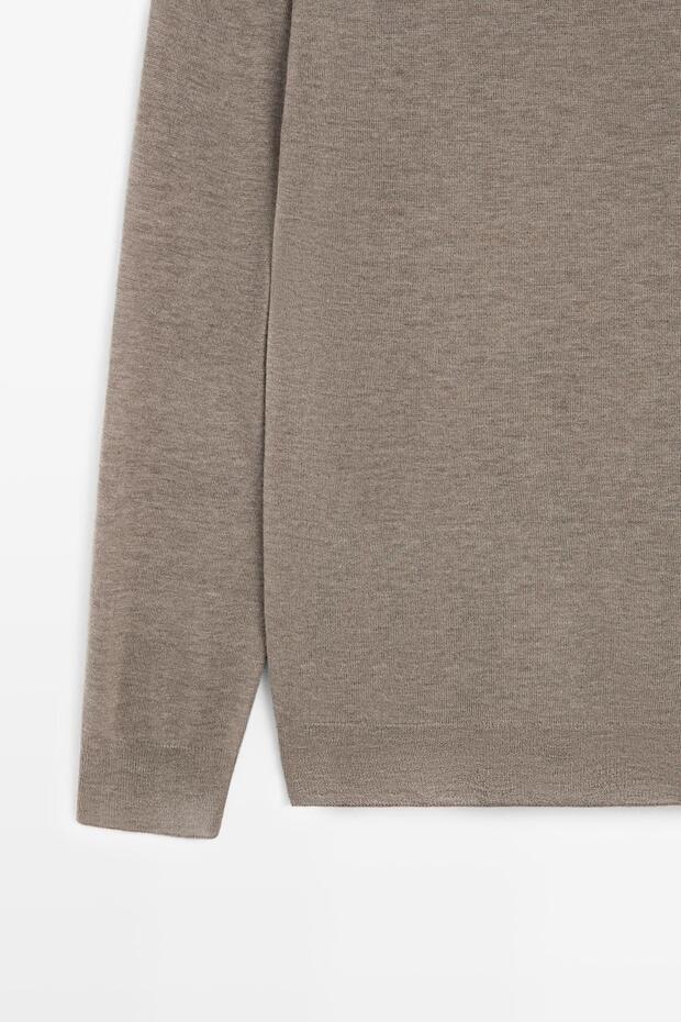 Oversize yün karışımlı triko kazak - 7