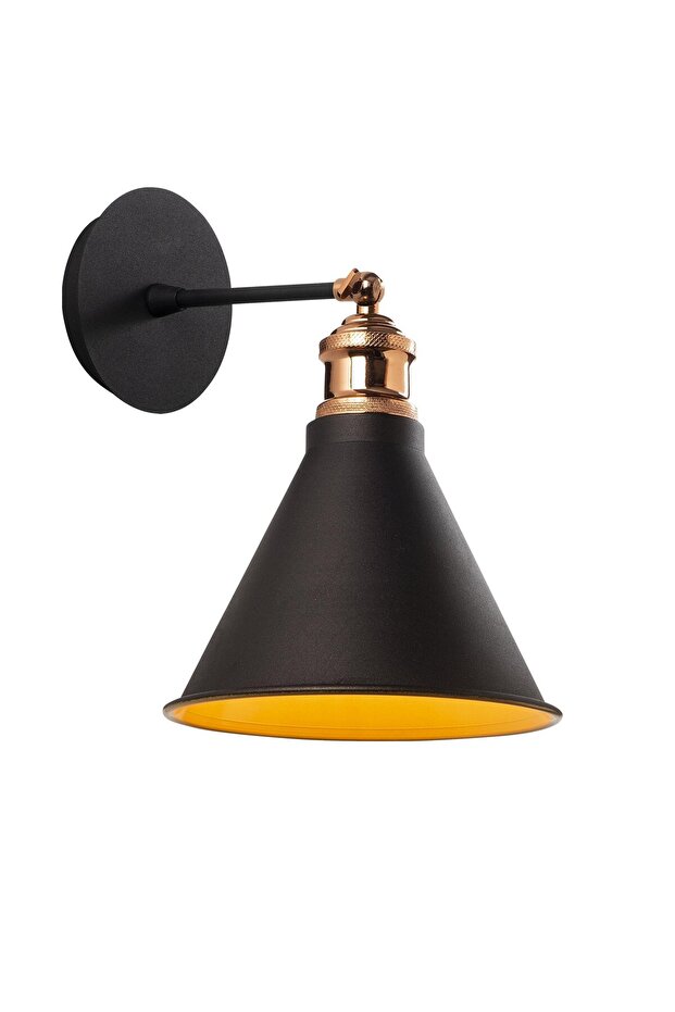 Black Metal Sconce with Fuzz E27 Compatible 20X27X29 cm Bedroom Wall Lighting