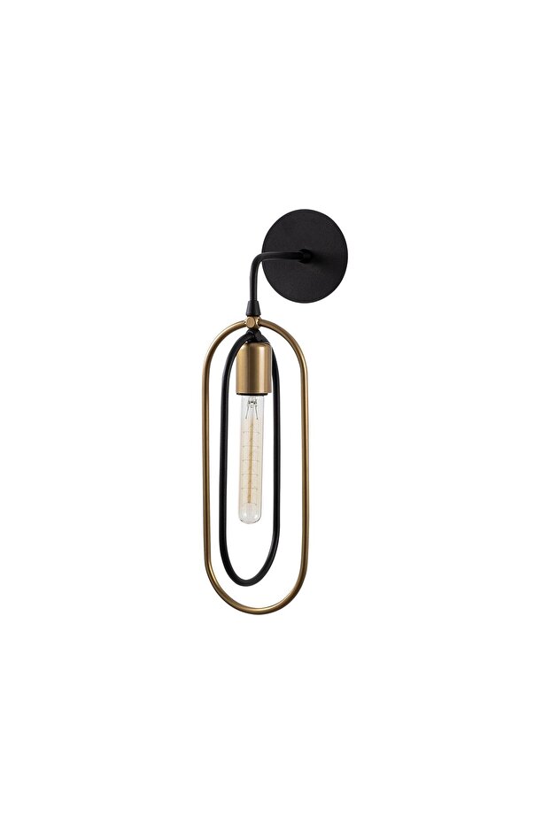 Black Metal Sconce with Tufts E27 Compatible 14X17X45 cm Living Room Wall Lamp