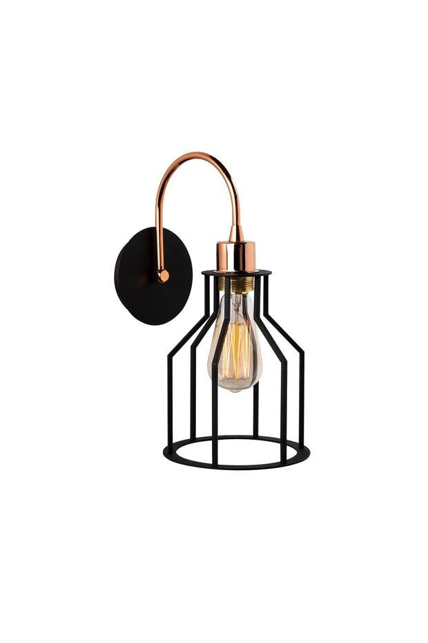 Stylish Tufted Black Metal Sconce E27 Wall Lamp 17X25X36 cm Bedroom and Living Room