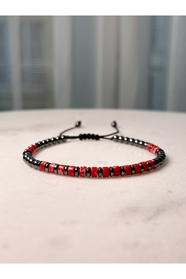 Varisit, Hematite Natural Stone Bracelet, Unisex Bracelet, Design Bracelet with Adjustable Cord