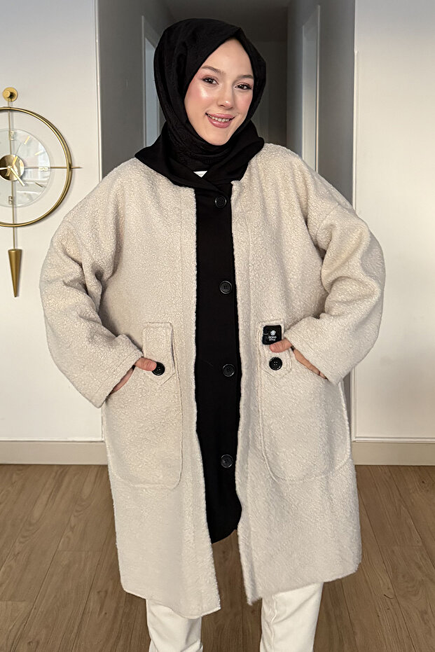 Oversized Jacket with Double Colored Buttons - 5