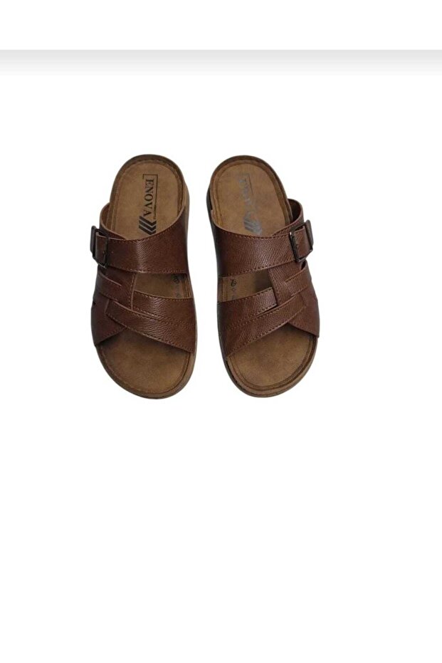 Birr Bazaar Men's Orthopedic Double Monta Sole Buckle Stitched Stylish Home Out Leather (Artificial) Men's Slippers