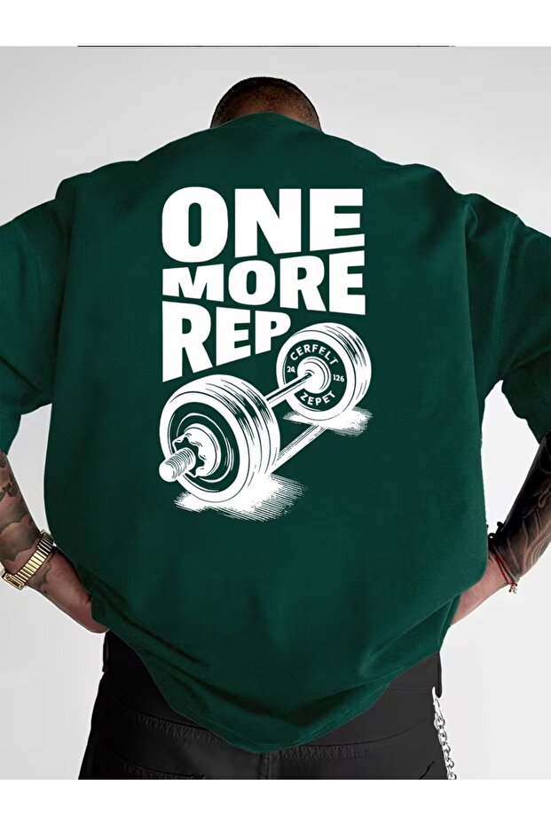 تي شيرت للجنسين One More Rep Back مطبوع قصة فضفاضة